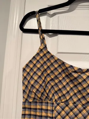 NWT Wild Fable Size S Navy Plaid Fitted Stretch Mini Dress Spaghetti Strap Y2K thumbnail 3