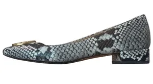 Tory Burch Chelsea Snake Embossed Ballet Flats Gold Logo Block Heel Size 7.5 thumbnail 1