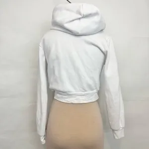 Brandy Melville John Galt White Crystal Cropped Hoodie White Full zip hooded thumbnail 4