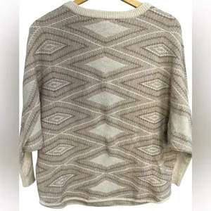 Kerisma Women’s Oversized‎ Wool Blend Boho Ribbed Knit Beige Brown Sweater M/L thumbnail 2