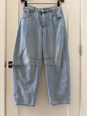 SHEIN Woman Baggy Barrel Jeans Casual Light Blue Size 10 thumbnail 4