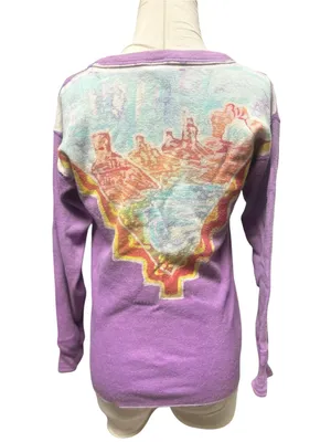Vintage 70s 80s purple batik thermal top Size Small thumbnail 2