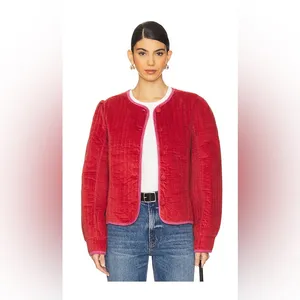 NWT Free People Quilted Velvet Natalia Jacket in Sweet Heart Sz Large thumbnail 3