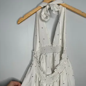 Superdown Women's Emilia Ruffle Halter Mini Dress White + Black Polka Dot Size M thumbnail 4