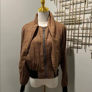 Forever 21 Brown Checkered Earhart Bomber Jacket thumbnail 2