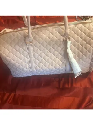 Elegant Quilted vegan leather dust pink weekender thumbnail 5