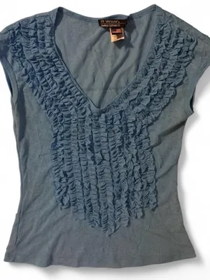 Rampage Blue Ruffle V-Neck Camisole thumbnail 1