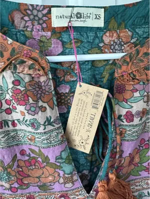 Natural Life Nova Maxi Dress NWT Teal Riviera Floral XS thumbnail 5