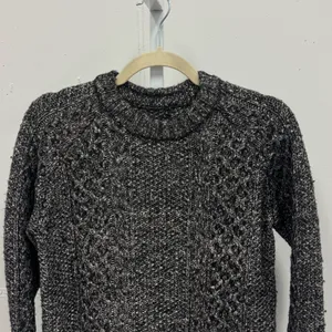 Theory Women's Cotton Wool Blend Cable‎ Knit Crewneck Chunky Sweater Charcoal Sm thumbnail 4