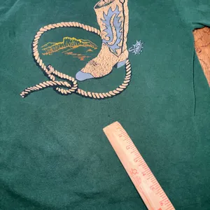 VTG Tultex Western Cowboy Boot Lasso Graphic T-Shirt Green‎ Womens L 90s Cotton thumbnail 7