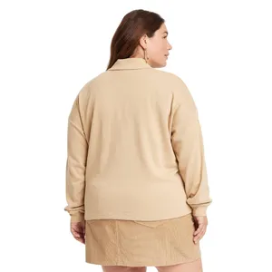 NWT Universal Thread Womens Long Sleeve Polo Shirt 92452282 Tan Brown XXL thumbnail 2