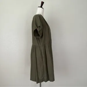 Universal Threads Linen Blend Olive Green Short Sleeves Shift Dress, Sz Large thumbnail 7