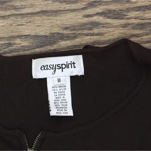 Easy Spirit Womens Vintage Y2K Full Zip Knit Sweater Brown M thumbnail 3