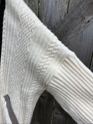 EUC POL Mixed Media Sweater Jacket Zipper Detail Button Front Medium thumbnail 4