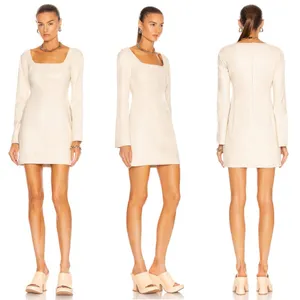ALEXIS Vanna Ivory Cream Faux Leather Mini Dress Womens Large EUC $385 thumbnail 2