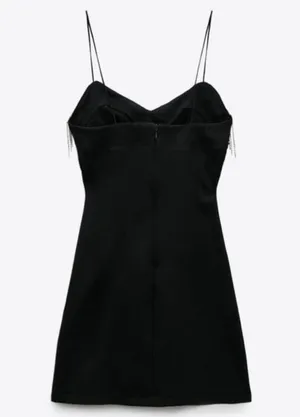 Black Rhinestone Fringe Mini Dress thumbnail 2