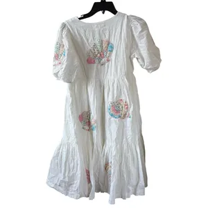 Sea New York Zara 100% Cotton White Seashell Patch Mini Dress Size 11 - 12 thumbnail 4