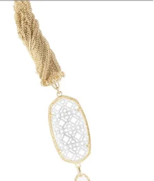 Kendra Scott Rayne Two Tone Gold and Silver Filigree Long Pendant Necklace thumbnail 2