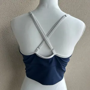 Vuori Navy and White Strappy Sports Bra Top Workout Gym Fitted Size Large thumbnail 6