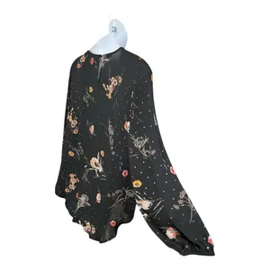 Maurices Black Floral Glitter Top Tunic XXL Criss-Cross Long Sleeve Pullover thumbnail 7