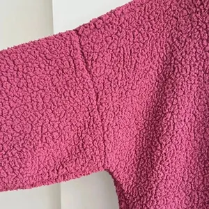 Aerie Dream Sherpa Quarter Zip Sweatshirt, Cherry Pink/Hot Pink, Size Medium thumbnail 11