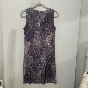 Connected Apparel Womens Sheath Dress Purple Grey Feather Print Size 10 thumbnail 4