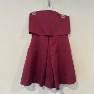 Anthropologie Keepsake Strapless Mini Cocktail Party Dress Red Plum XS 2860 thumbnail 3