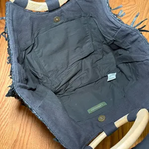Anthropologie Fringe Bag Black Cotton thumbnail 4