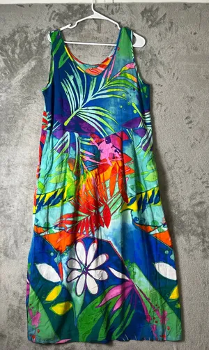 Jams World Volare Tropical Floral Sleeveless Midi Sundress Dress Women's Large thumbnail 1