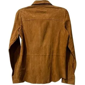 Vintage Tommy Hilfiger 100% Leather Shirt Jacket Camel Brown Size‎ 10 thumbnail 2