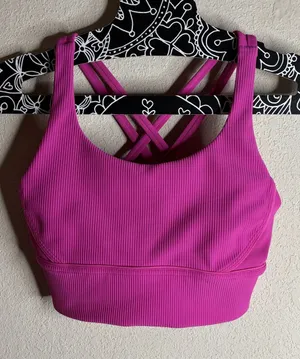Lululemon Energy Longline Bra Ribbed pink W2BLIS size 6 thumbnail 1