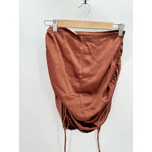 Lush‎ Women Rust Orange Satin Crop Top Ruched Mini Skirt Set Size S LS30842-FCI thumbnail 9