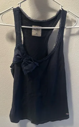 Hollister Navy Blue Women's Tank Top with Bow Accent thumbnail 1