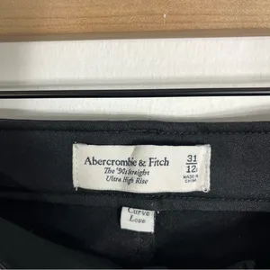 Abercrombie SHORT 90’s Straight Ultra High Rise Vegan Leather Black Pants 12 thumbnail 9