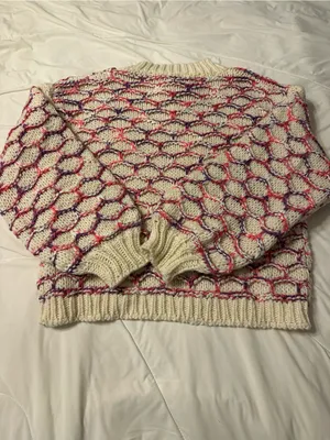 BTB Los Angeles Lola Honeycomb Cozy Cream Multicolor Knit Sweater - NWT - Size L thumbnail 6