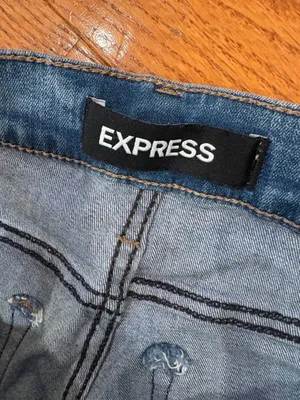 Express Mid Rise Ankle Legging Jeans Size 6 Distressed Frayed Hem Stretch Skinny thumbnail 2