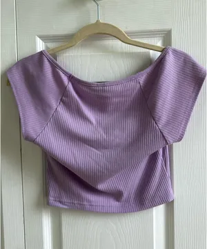 Shein Ribbed Crop Top Purple thumbnail 2
