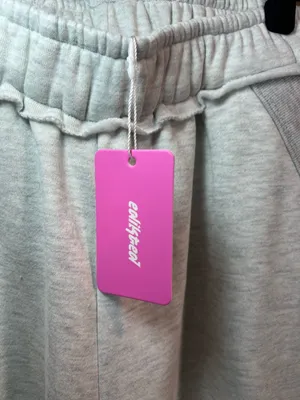 Edikted Kori Oversized Wide-Leg Sweatpants Gray Melange Pocket Fleece NEW Medium thumbnail 4