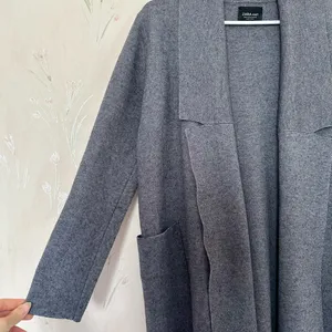 Long Knit Coat with Draped Neck thumbnail 3