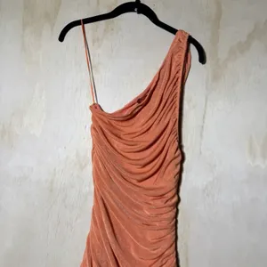 Lioness One Shoulder Ruched Mini Dress‎ Orange Shimmer Bodycon Women's Small thumbnail 8