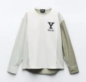 Zara White and Beige Contrasting Oversized Yale T-shirt(Size Small) thumbnail 1