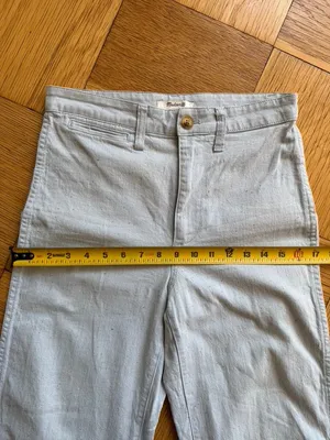 Madewell Emmett Cropped Wide Leg Pants, Light Blue Speckled Canvas, Sz 25, VGUC thumbnail 11