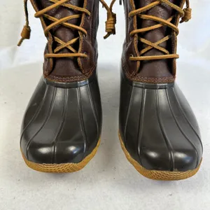 Sperry Women's 7.5 Duck‎ Boots Brown Leather Rubber Waterproof Winter Rain Boots thumbnail 4