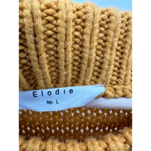 Elodie Women Large Orange Chunky Knit Bubble‎ Sleeve Pullover Sweater CSSR2072 thumbnail 5