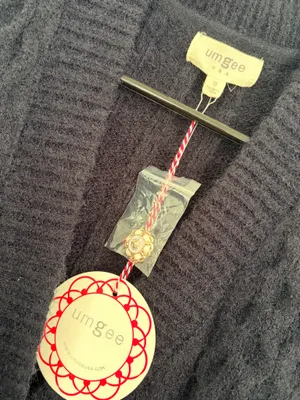 Umgee Navy Cable Knit Cardigan Gold Medallion Buttons Oversized Preppy Boho S thumbnail 4