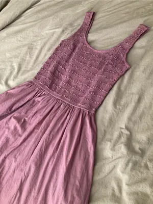 Sincerely Jules Dusty Mauve pink Smocked Tank Midi Dress 100% cotton thumbnail 1