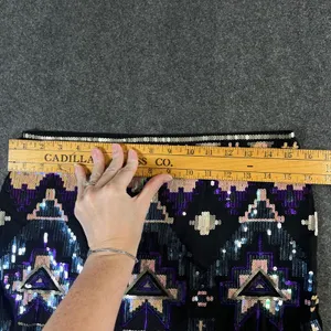 Express Sequin Geometric Mini Skirt Black Purple Gold Festival Party Womens S thumbnail 7