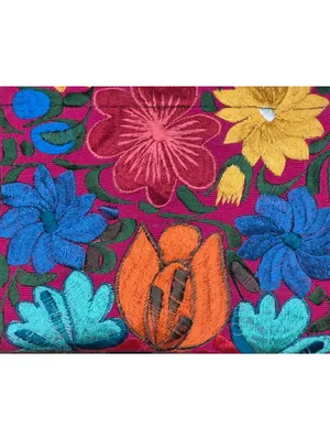 NWOT Mexican Embroidered Crossbody Envelope Purse Multicolor Floral Tassels thumbnail 6