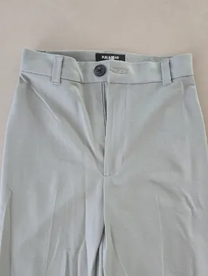 Pull&Bear Wide-Leg Trousers in Light Sage Size 0 thumbnail 5