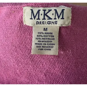 Vintage Y2K MKM Designs Pink Magenta Shimmer Long Sleeve Babydoll Top Sz Medium thumbnail 6